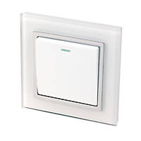 Retrotouch Crystal 10A 1-Gang 2-Way Light Switch  White Glass