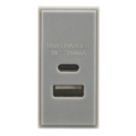 Knightsbridge  Modular 3.1A 15.5W 2-Outlet Type A & C USB Socket Grey