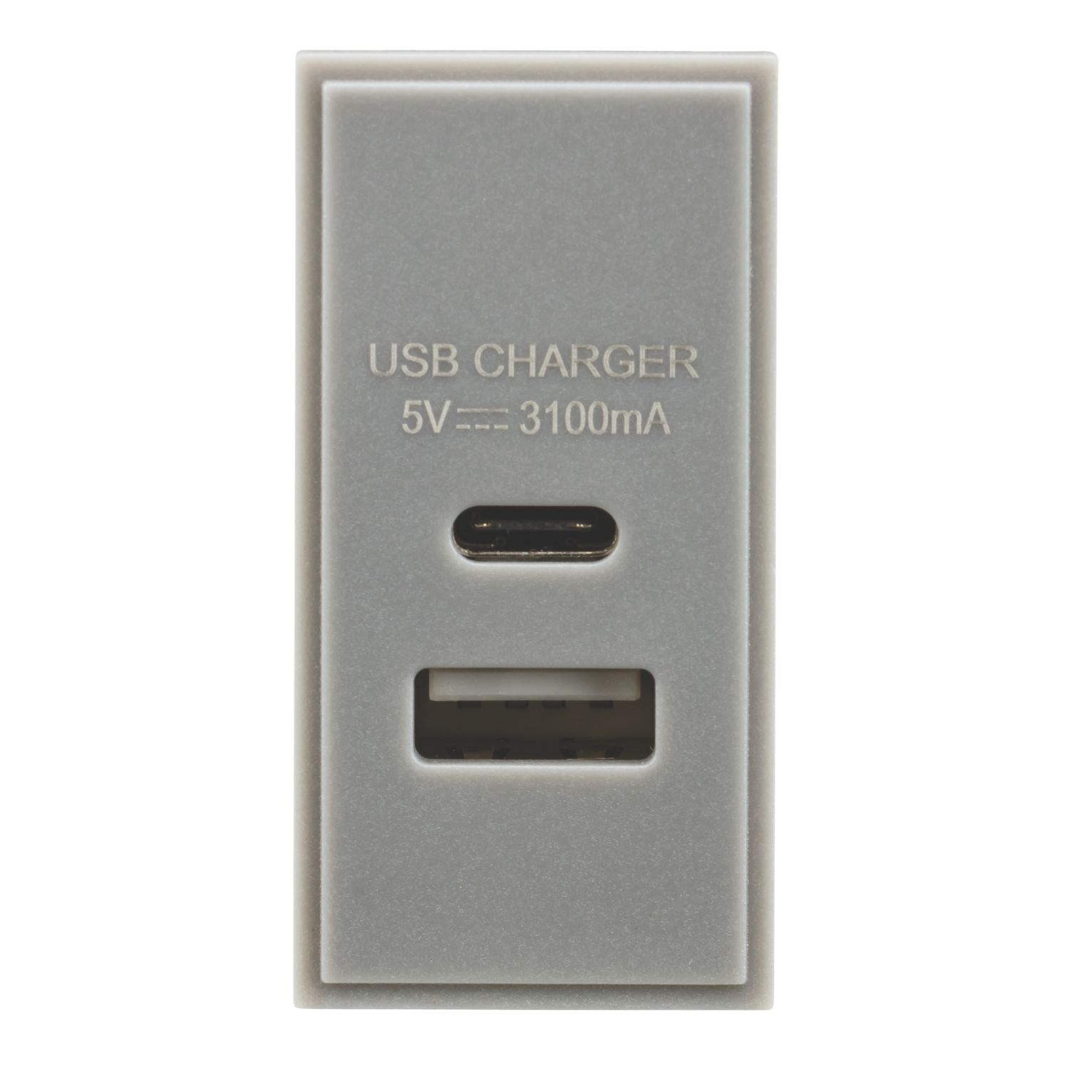 Knightsbridge Modular 3.1A 15.5W 2-Outlet Type A & C USB Socket Grey (517CR)