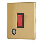 Contactum Lyric 32A 1-Gang DP Control Switch & Flex Outlet Brushed Brass  with Black Inserts