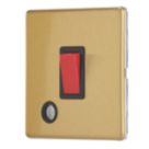 Contactum Lyric 32A 1-Gang DP Control Switch & Flex Outlet Brushed Brass  with Black Inserts