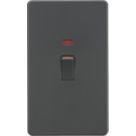 Knightsbridge  45A 2-Gang DP Control Switch Anthracite with LED