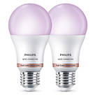 Philips  ES E27 RGB & White LED Smart Light Bulb 8W 806lm 2 Pack