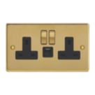 Varilight  13A 2-Gang 1P+N Switched Socket + 4A 20W 2-Outlet Type A & C USB Charger Polished Brass with Black Inserts