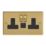 Varilight  13A 2-Gang 1P+N Switched Socket + 4A 20W 2-Outlet Type A & C USB Charger Polished Brass with Black Inserts