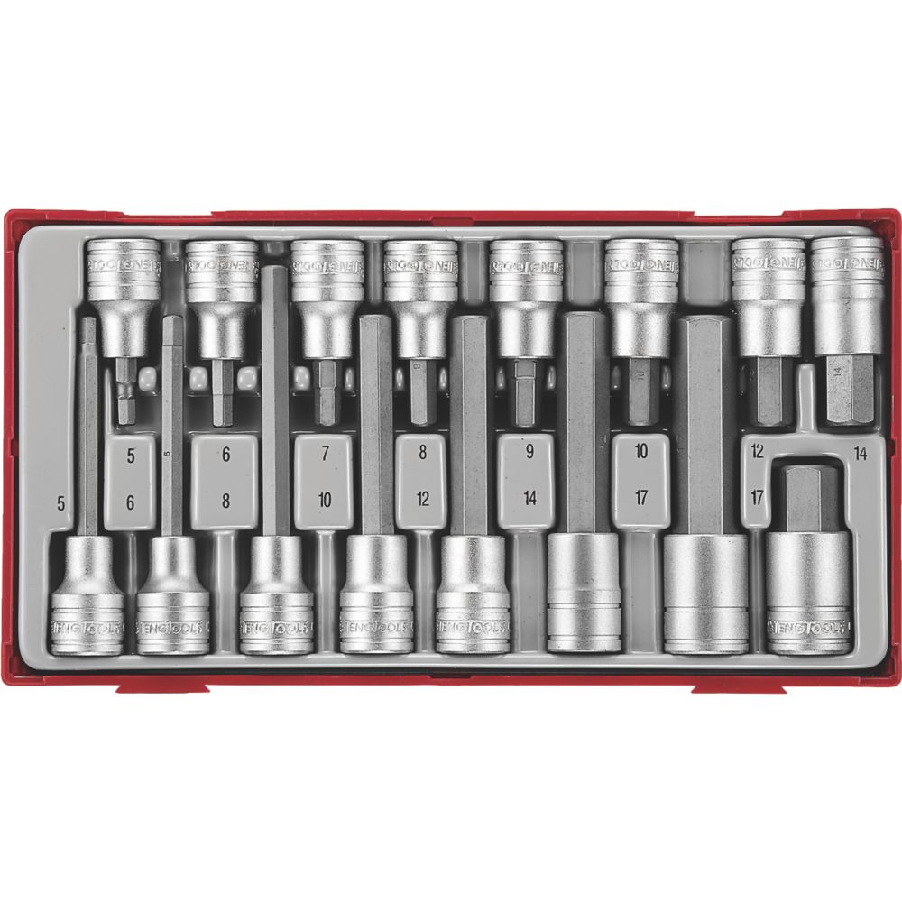 Teng Tools TTHEX16 1/2" Drive Hex Bit Socket Set 16 Pieces Screwfix