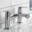 Aqualisa Central Chrome 123mm Deck Mounted Lever 2 Tap Holes Bath Pillar Tap