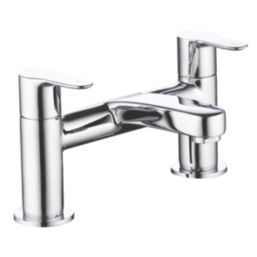 Aqualisa Central Chrome 123mm Deck Mounted Lever 2 Tap Holes Bath Pillar Tap