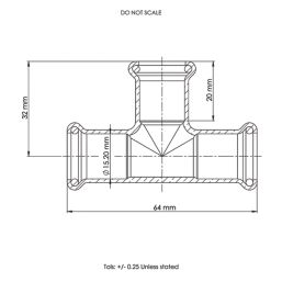 Flomasta  Copper Press-Fit Equal M-Profile Tees 15mm 10 Pack