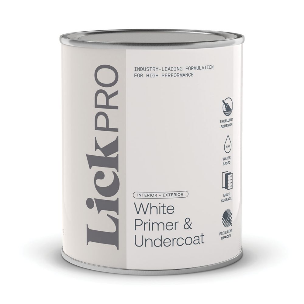 LickPro 1Ltr White Matt Stain Block Interior & Exterior Multi Surface