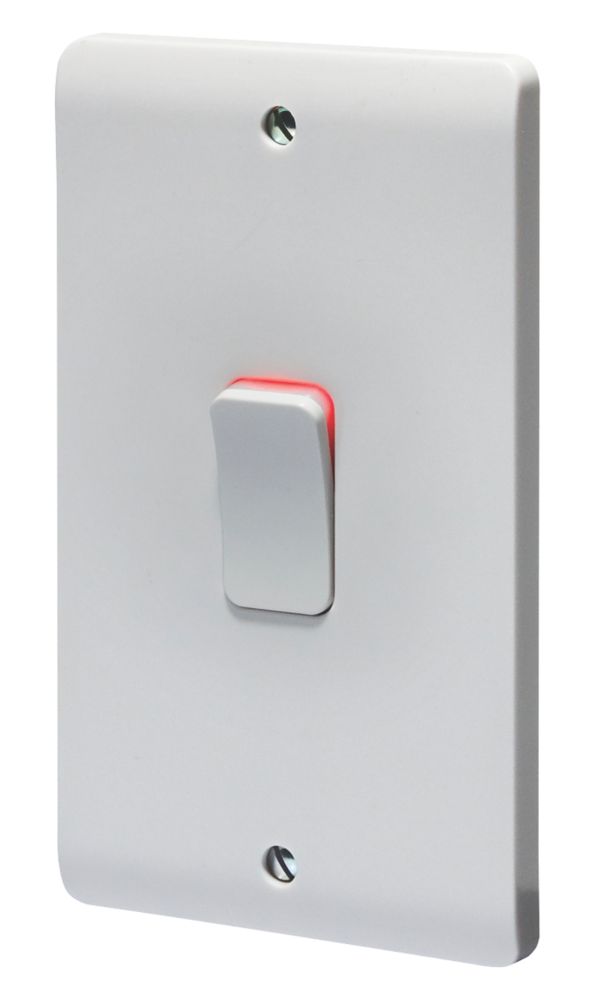 Crabtree Instinct 50A 2-Gang DP Control Switch White with LED