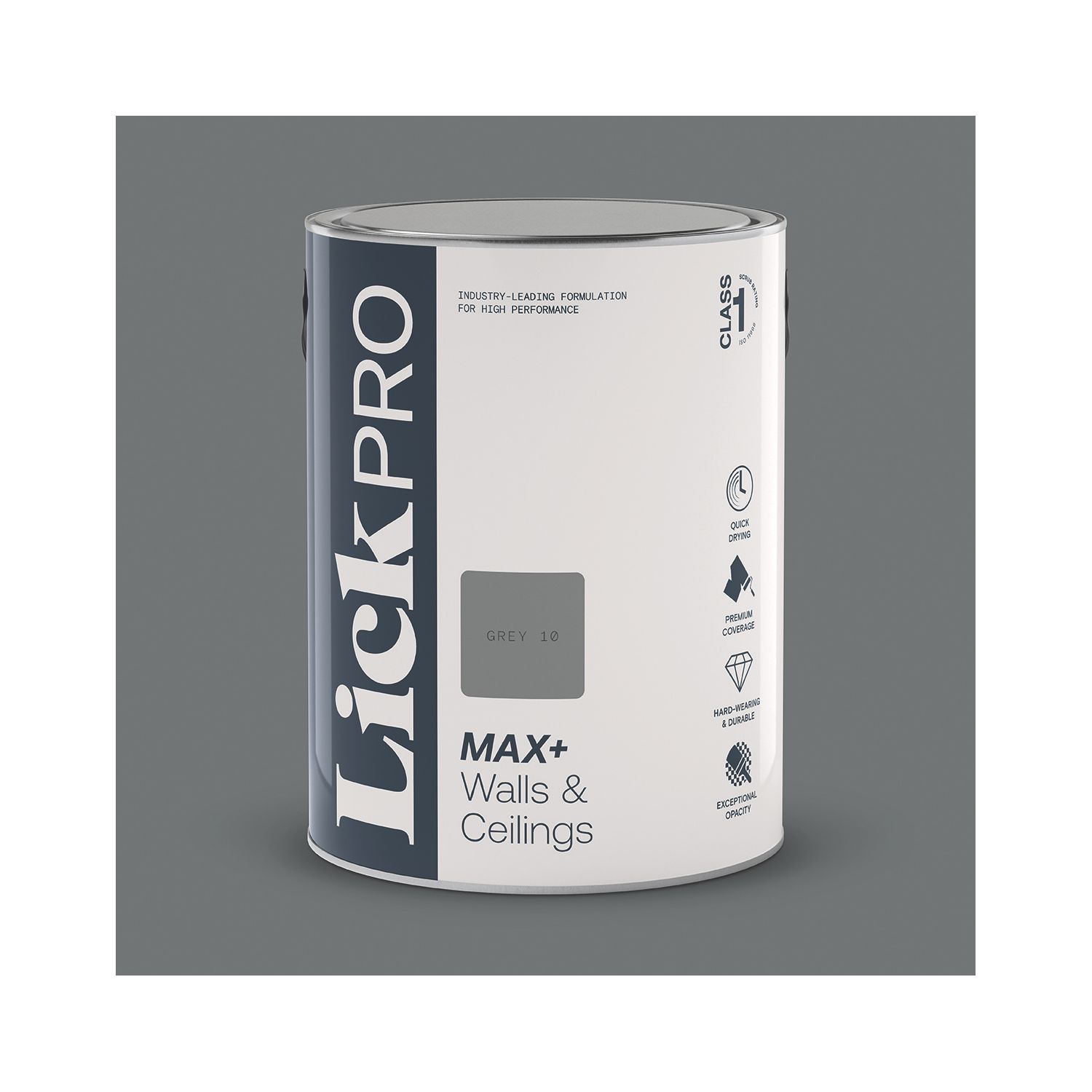 LickPro Max+ 5Ltr Grey 10 Matt Emulsion Paint (518JX)