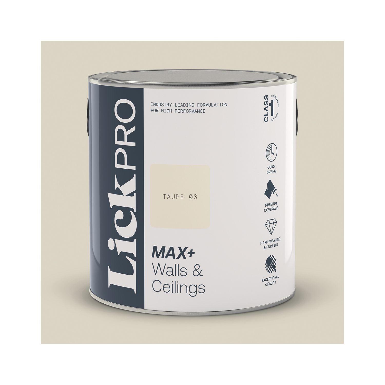 LickPro Max+ 2.5Ltr Taupe 03 Eggshell Emulsion Paint (518TM)
