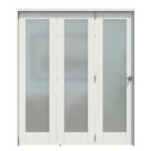 Green & Taylor  3-Door 1-Frosted Light Primed White Wooden Shaker Internal Bi-Fold Door 2060mm x 1794mm