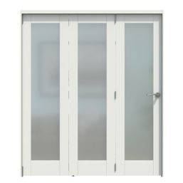 Green & Taylor  3-Door 1-Frosted Light Primed White Wooden Shaker Internal Bi-Fold Door 2060mm x 1794mm