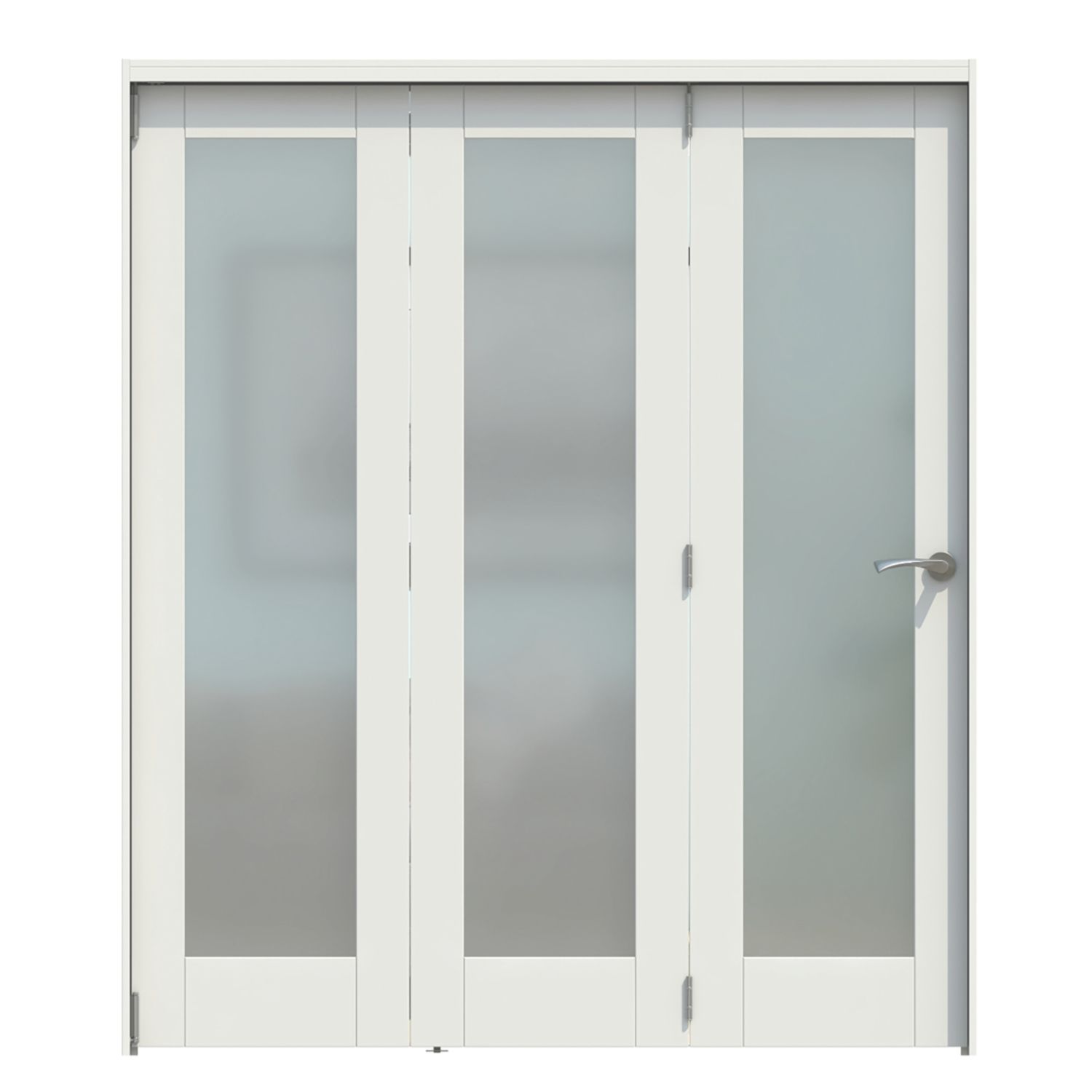 Green & Taylor 3-Door 1-Frosted Light Primed White Wooden Shaker Internal Bi-Fold Door 2060mm x 1794mm (519CT)