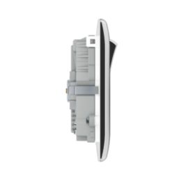 British General Nexus Metal 13A 2-Gang SP Switched Socket + 3.25A 65W 2-Outlet Type C USB Charger Polished Chrome with White Inserts