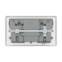 British General Nexus Metal 13A 2-Gang SP Switched Socket + 3.25A 65W 2-Outlet Type C USB Charger Polished Chrome with White Inserts