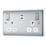 British General Nexus Metal 13A 2-Gang SP Switched Socket + 3.25A 65W 2-Outlet Type C USB Charger Polished Chrome with White Inserts