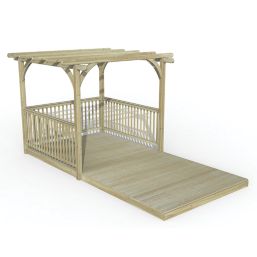 Forest Ultima 16' x 8' (Nominal) Flat Pergola & Decking Kit with 3 x Balustrades & Canopy