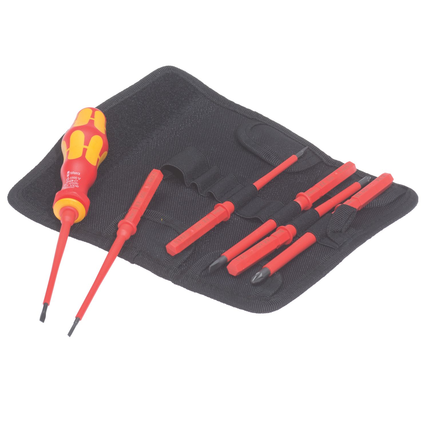 Wera Kraftform Kompakt VDE Interchangeable Slot & PZ Screwdriver Bit Set 7 Pieces (519FP)