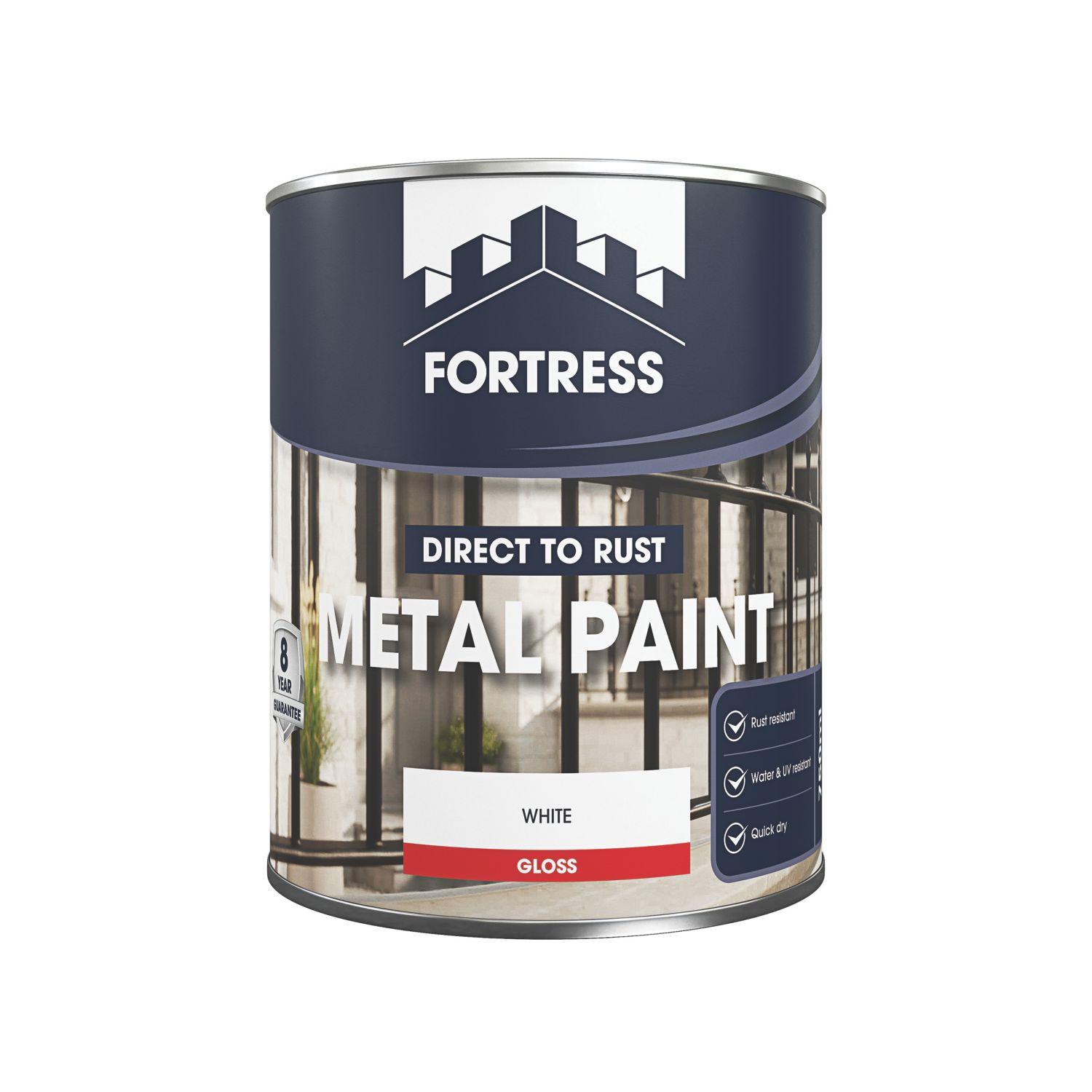 Fortress 750ml White Gloss Metal Paint (519PC)