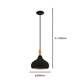 Eglo Sabinar 28cm Single Pendant Light Black/Brown