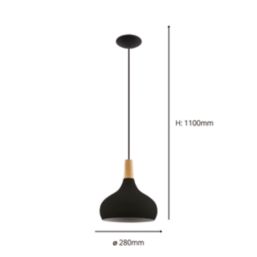 Eglo Sabinar 28cm Single Pendant Light Black/Brown