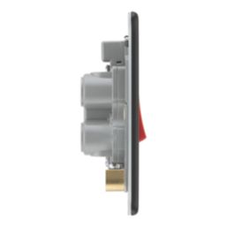 LAP  45A 1-Gang 2-Pole Cooker Switch Matt Black with LED with Red Inserts