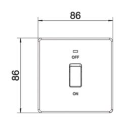 LAP  45A 1-Gang 2-Pole Cooker Switch Matt Black with LED with Red Inserts