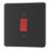LAP  45A 1-Gang 2-Pole Cooker Switch Matt Black with LED with Red Inserts