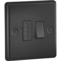 Knightsbridge  13A Switched Fused Spur  Matt Black with Black Inserts