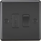 Knightsbridge  13A Switched Fused Spur  Matt Black with Black Inserts