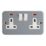 Contactum   13A 2-Gang DP Switched Metal Clad Socket with Neon with White Inserts