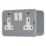 Contactum   13A 2-Gang DP Switched Metal Clad Socket with Neon with White Inserts