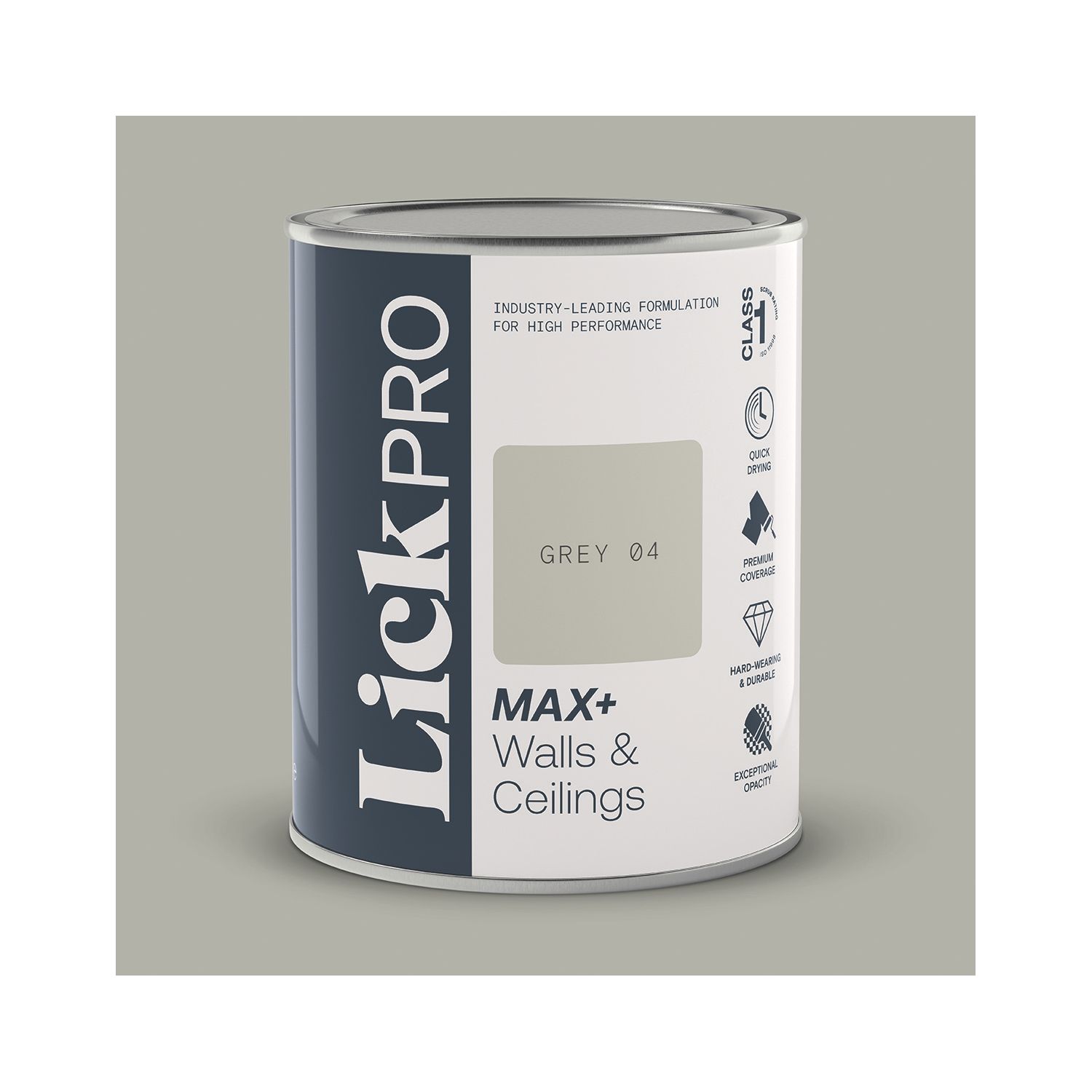 LickPro Max+ 1Ltr Grey 04 Matt Emulsion Paint (519TM)