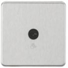 Knightsbridge  2.1A 1-Gang 1-Way Light Switch  Brushed Chrome with Black Inserts