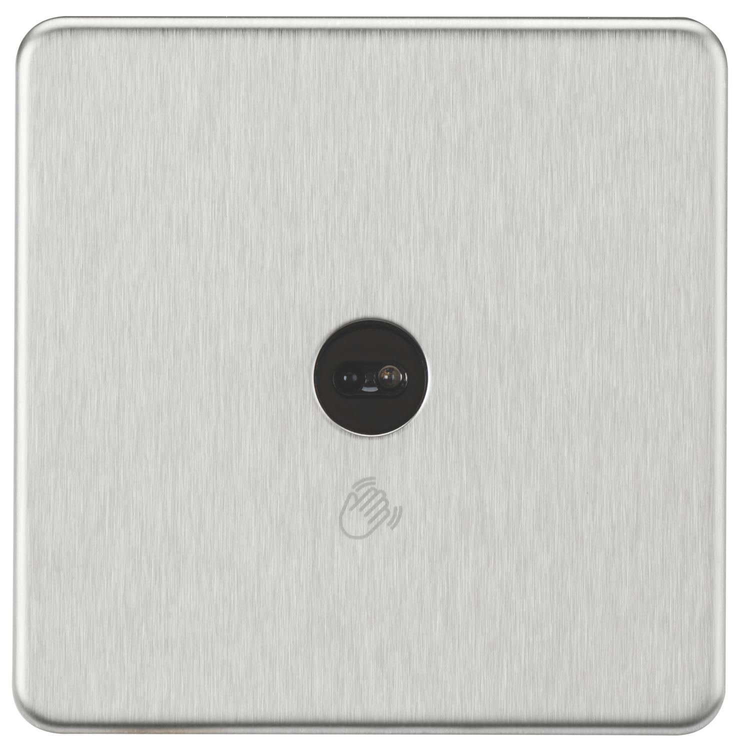Knightsbridge 2.1A 1-Gang 1-Way Light Switch Brushed Chrome with Black Inserts (519TX)