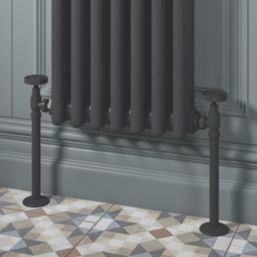 ETAL Rotor 15mm x 1/2" Anthracite Angled Designer Manual Radiator Valve Head & Body  2 Pack