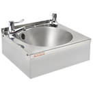 Model B 1 Bowl Stainless Steel Round Wall-Hung Washbasin 2 Taps 340mm x 345mm