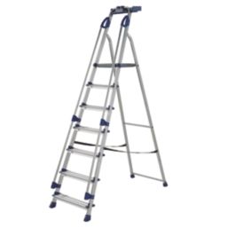 Werner Aluminium 2.12m 7 Step Platform Step Ladder With Handrail