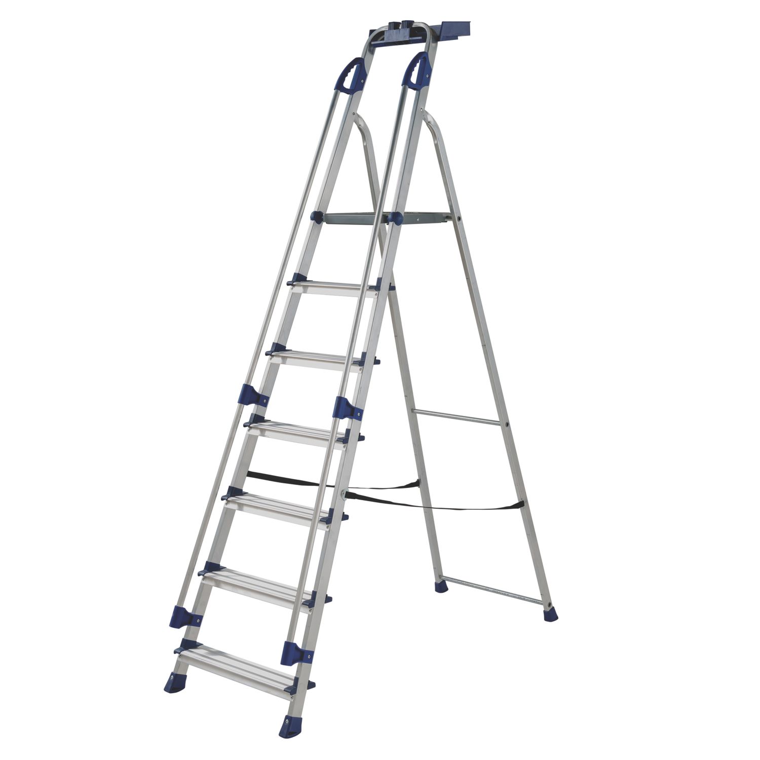 Werner Aluminium 2.12m 7 Step Platform Step Ladder With Handrail (520CJ)