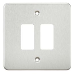 Knightsbridge  2-Module Grid Faceplate Brushed Chrome