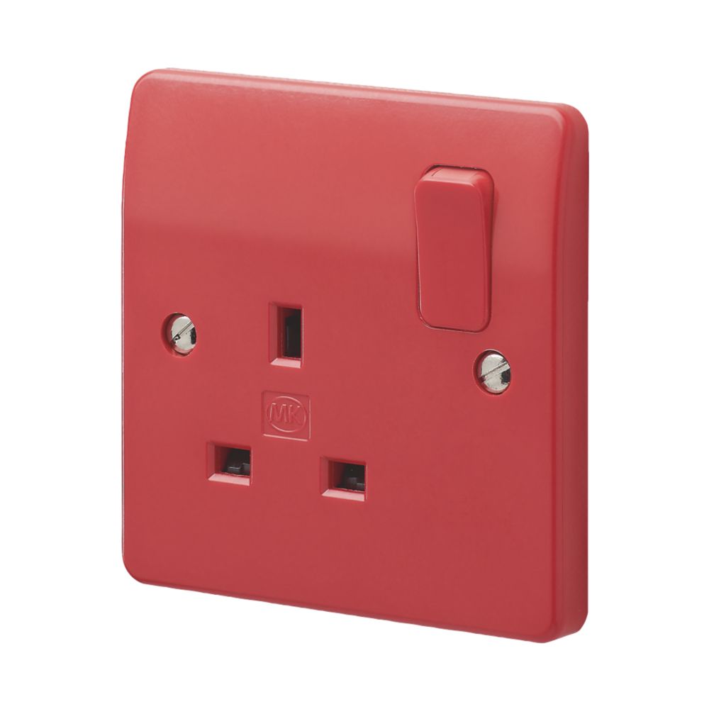 MK Logic Plus 13A 1Gang DP Switched Plug Socket Red Screwfix