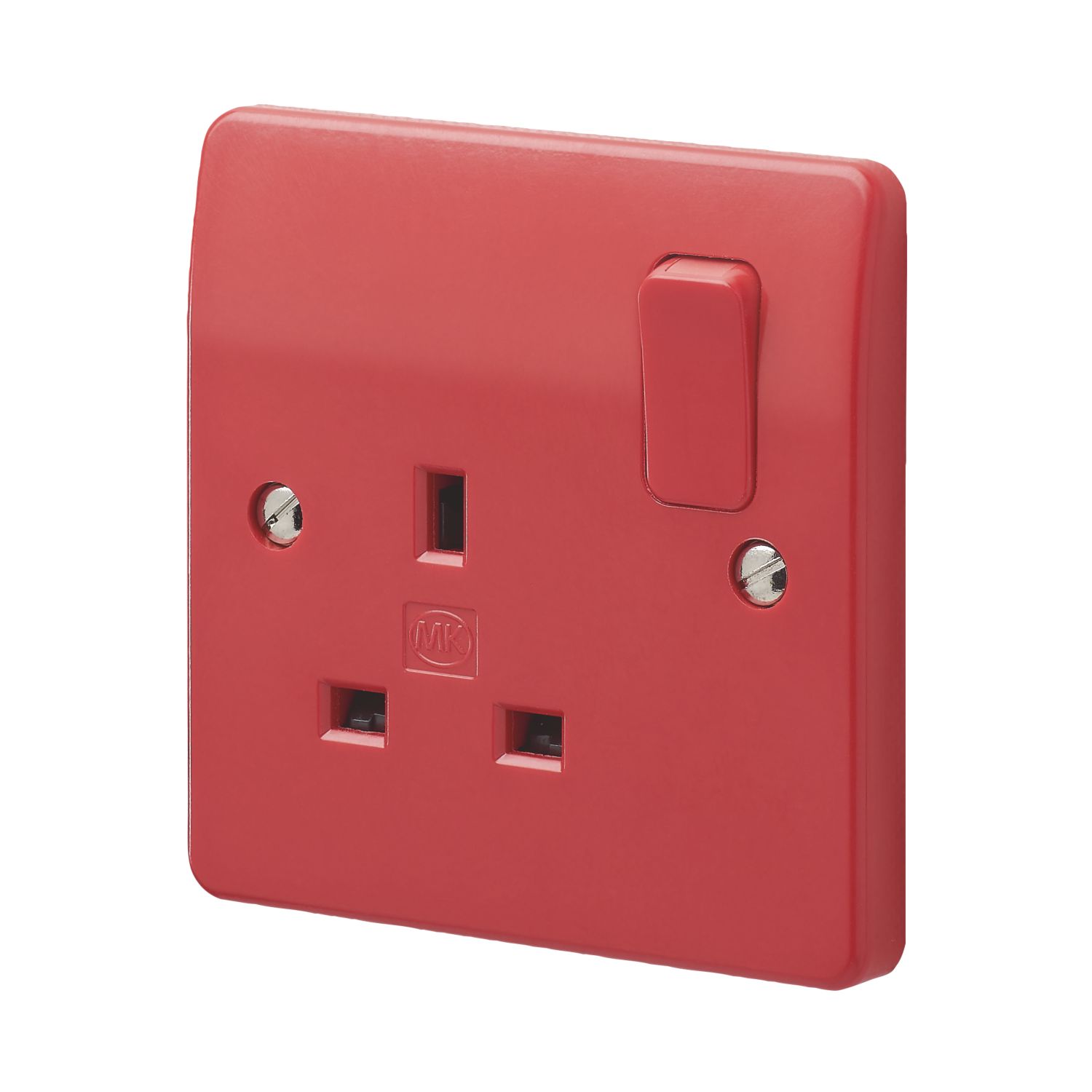 MK Logic Plus 13A 1-Gang DP Switched Plug Socket Red (520FF)