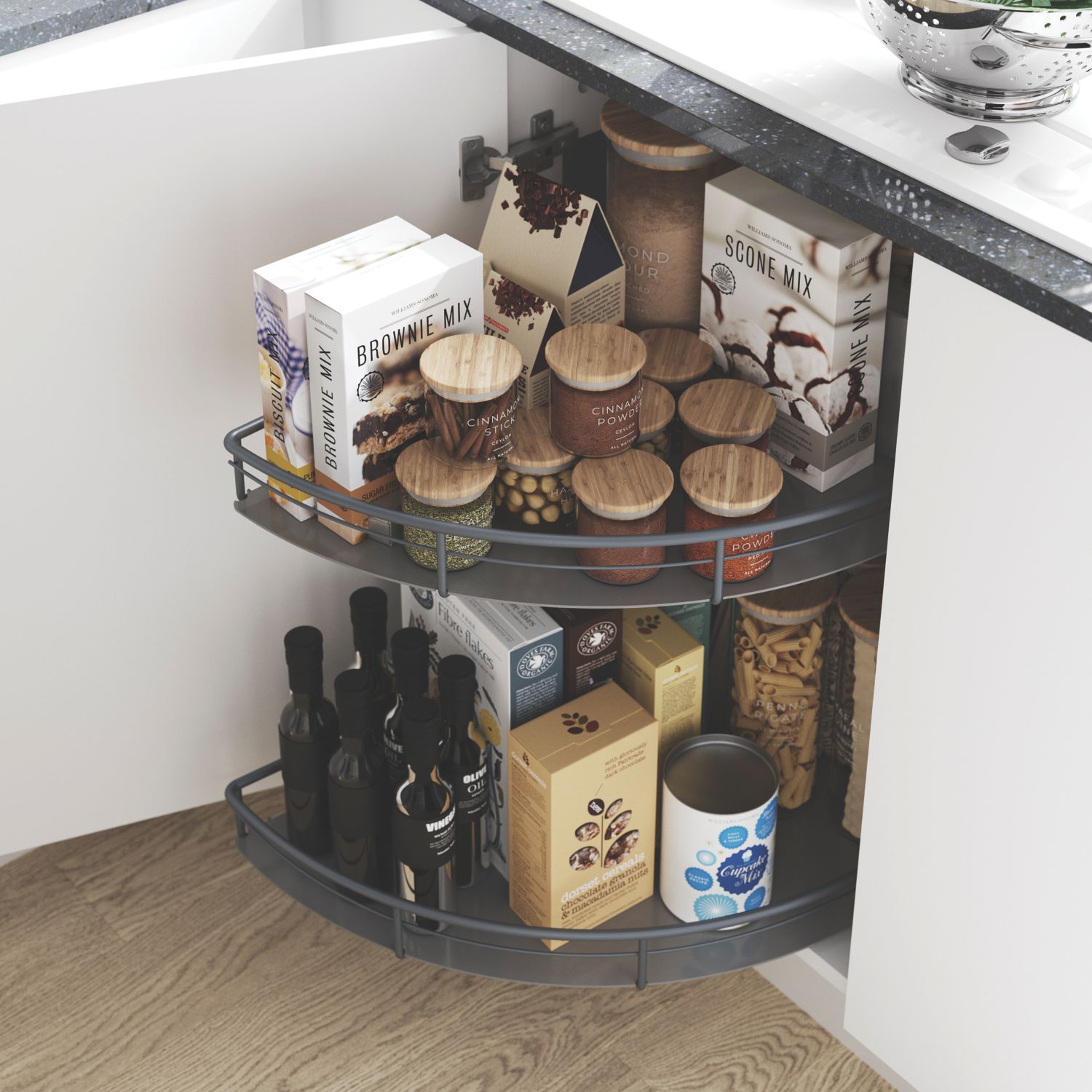 Essentials Grey Half Moon Carousel Storage System 1000mm (520PY)