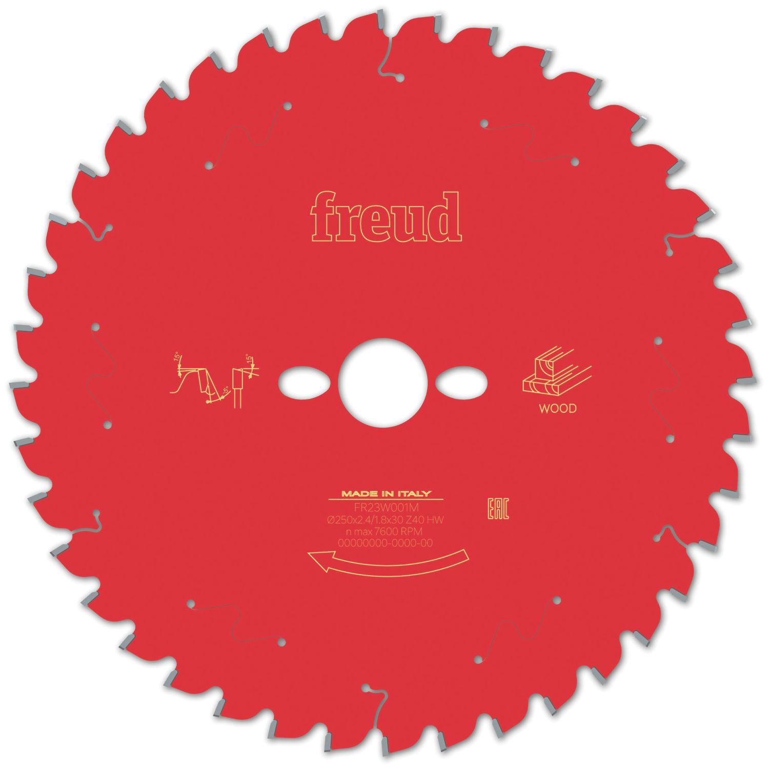 Freud F03FS09753 Wood/Chipboard/MDF Circular Saw Blade 250mm x 30mm 40T (520VV)