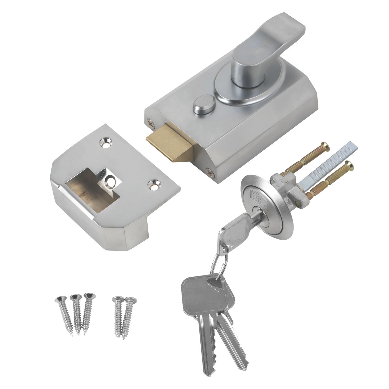 Smith & Locke Fire Rated Deadlock Night Latch Satin Chrome 60mm Backset (5217J)