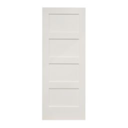 Primed White Wooden 4-Panel Shaker Internal Door 1981mm x 686mm