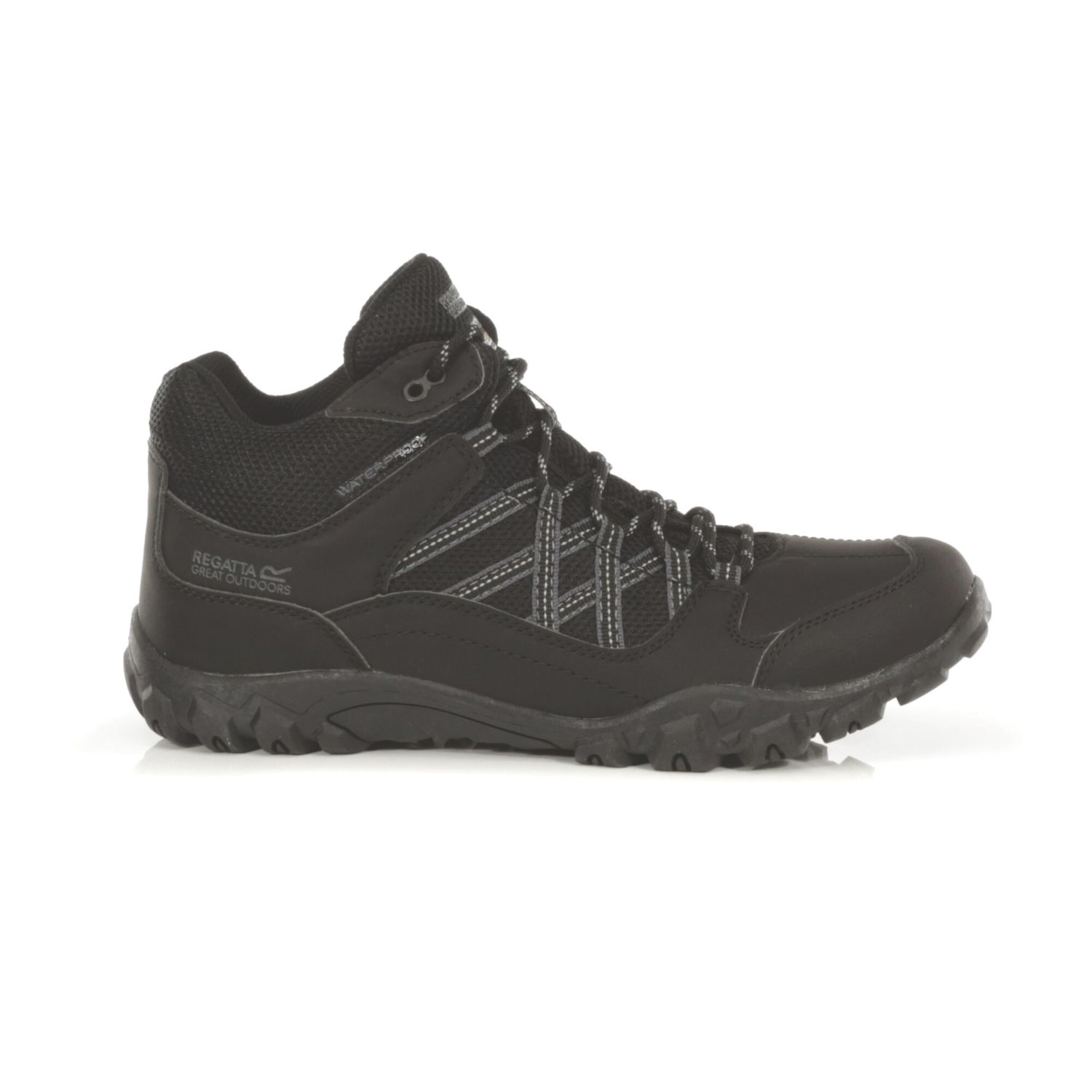 Regatta Edgepoint Mid-Walking Size 8 Black/Granite Waterproof Non Safety Work Boots (521JU)